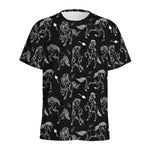 Black And White Horse Pattern Print Men's Sports T-Shirt