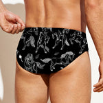 Black And White Horse Pattern Print Men's Swim Briefs