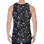 Black And White Horse Pattern Print Men's Velvet Tank Top