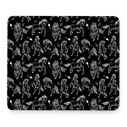 Black And White Horse Pattern Print Mouse Pad