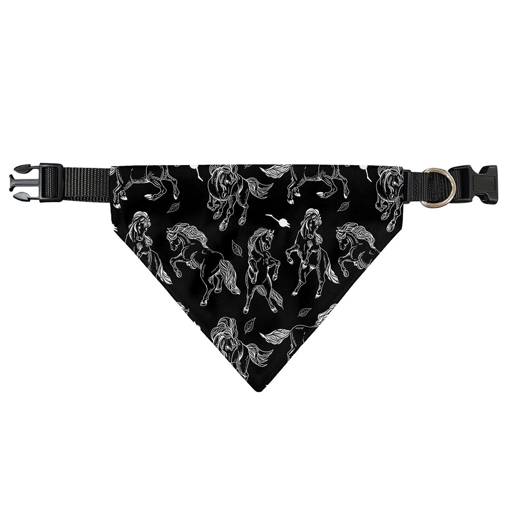 Black And White Horse Pattern Print Over The Collar Dog Bandana