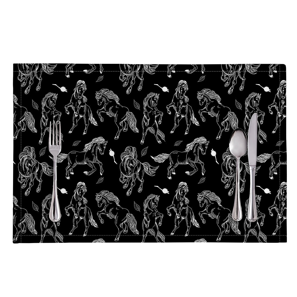 Black And White Horse Pattern Print Placemat