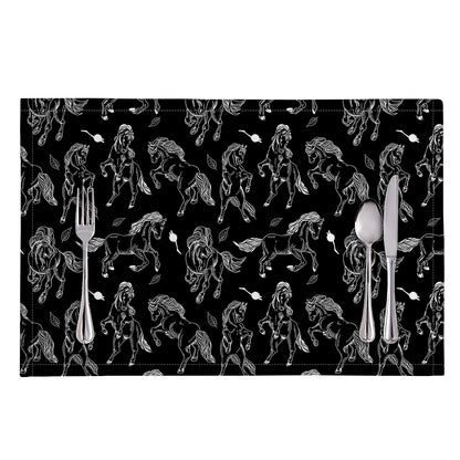 Black And White Horse Pattern Print Placemat