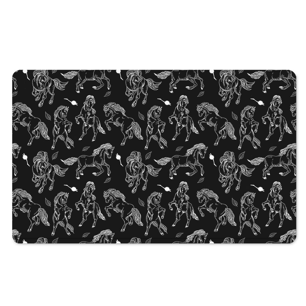 Black And White Horse Pattern Print Polyester Doormat