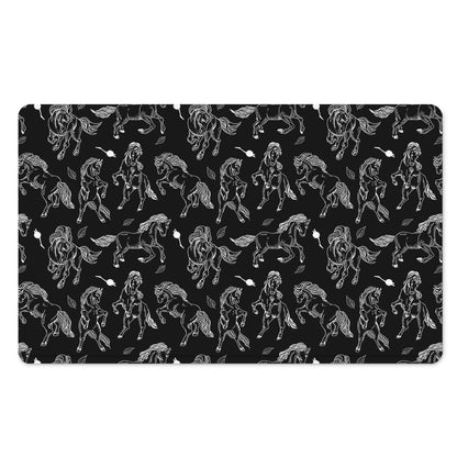 Black And White Horse Pattern Print Polyester Doormat