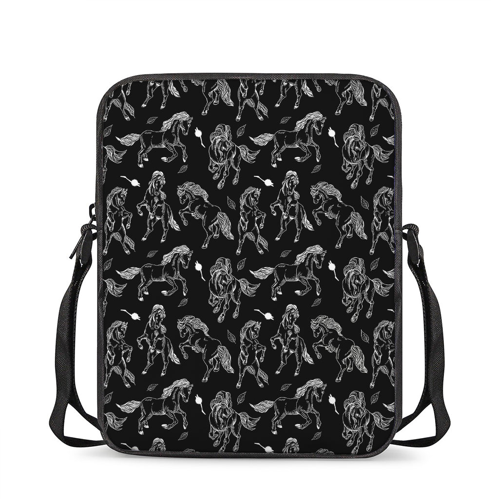 Black And White Horse Pattern Print Rectangular Crossbody Bag