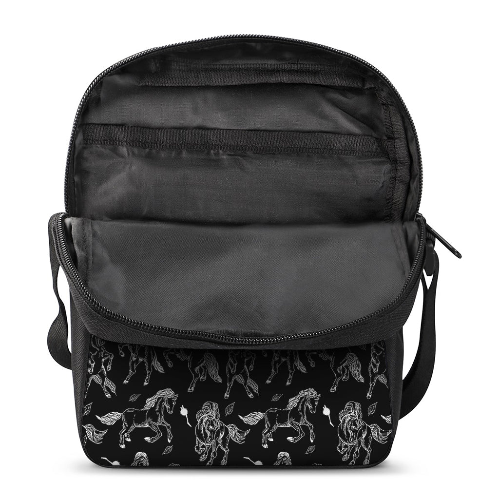 Black And White Horse Pattern Print Rectangular Crossbody Bag