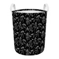 Black And White Horse Pattern Print Round Laundry Basket