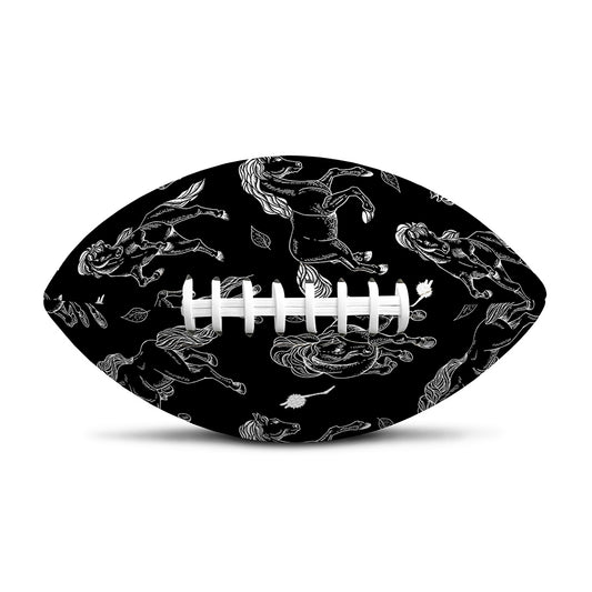 Black And White Horse Pattern Print Rugby Ball