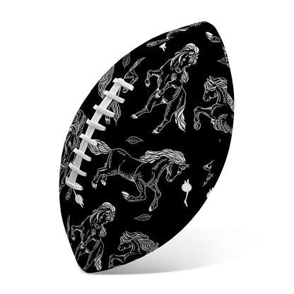 Black And White Horse Pattern Print Rugby Ball