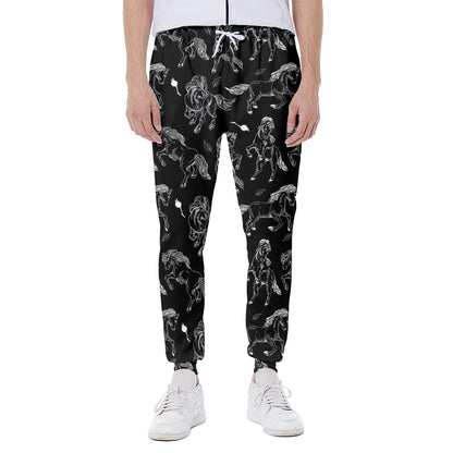 Black And White Horse Pattern Print Scuba Joggers