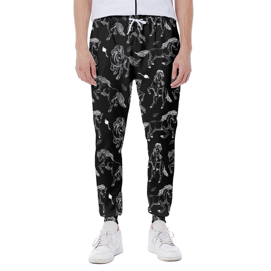 Black And White Horse Pattern Print Scuba Joggers