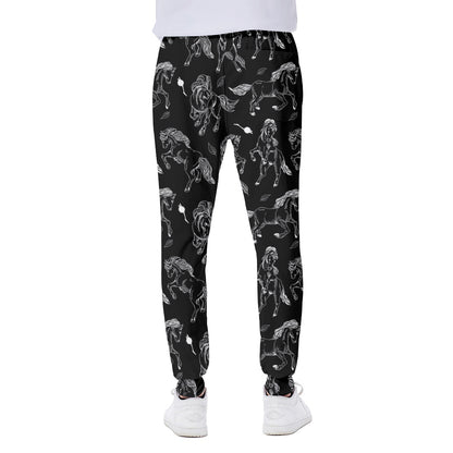Black And White Horse Pattern Print Scuba Joggers