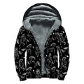 Black And White Horse Pattern Print Sherpa Lined Zip Up Hoodie
