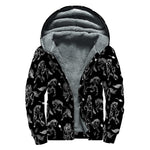 Black And White Horse Pattern Print Sherpa Lined Zip Up Hoodie