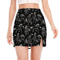 Black And White Horse Pattern Print Side Slit Mini Skirt