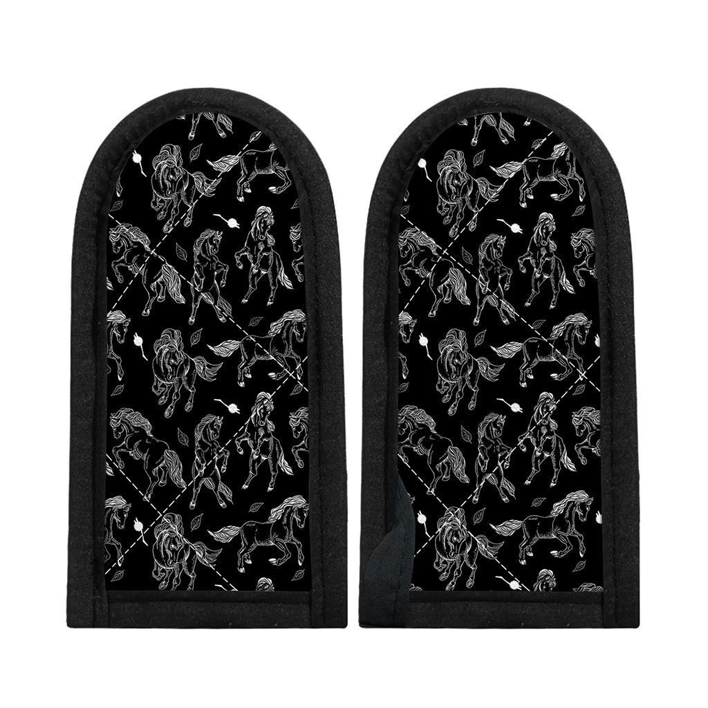 Black And White Horse Pattern Print Skillet Handle Cover