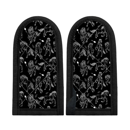 Black And White Horse Pattern Print Skillet Handle Cover