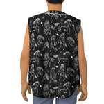 Black And White Horse Pattern Print Sleeveless Baseball Jersey