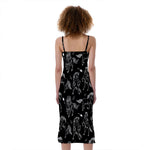 Black And White Horse Pattern Print Slim Fit Midi Cami Dress