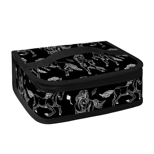 Black And White Horse Pattern Print Small Lunch Bag