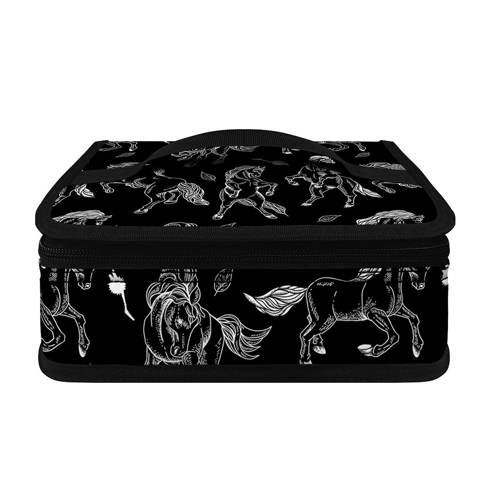 Black And White Horse Pattern Print Small Lunch Bag