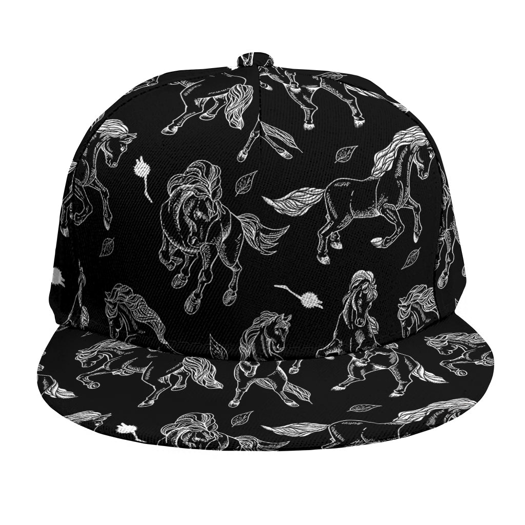 Black And White Horse Pattern Print Snapback Cap