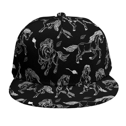Black And White Horse Pattern Print Snapback Cap