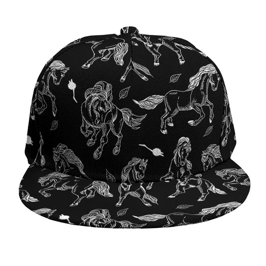 Black And White Horse Pattern Print Snapback Cap
