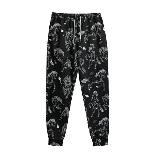 Black And White Horse Pattern Print Sweatpants