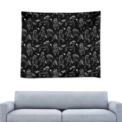 Black And White Horse Pattern Print Tapestry