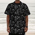 Black And White Horse Pattern Print Textured Short Sleeve Shirt