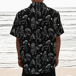 Black And White Horse Pattern Print Textured Short Sleeve Shirt