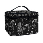 Black And White Horse Pattern Print Travel Makeup Bag