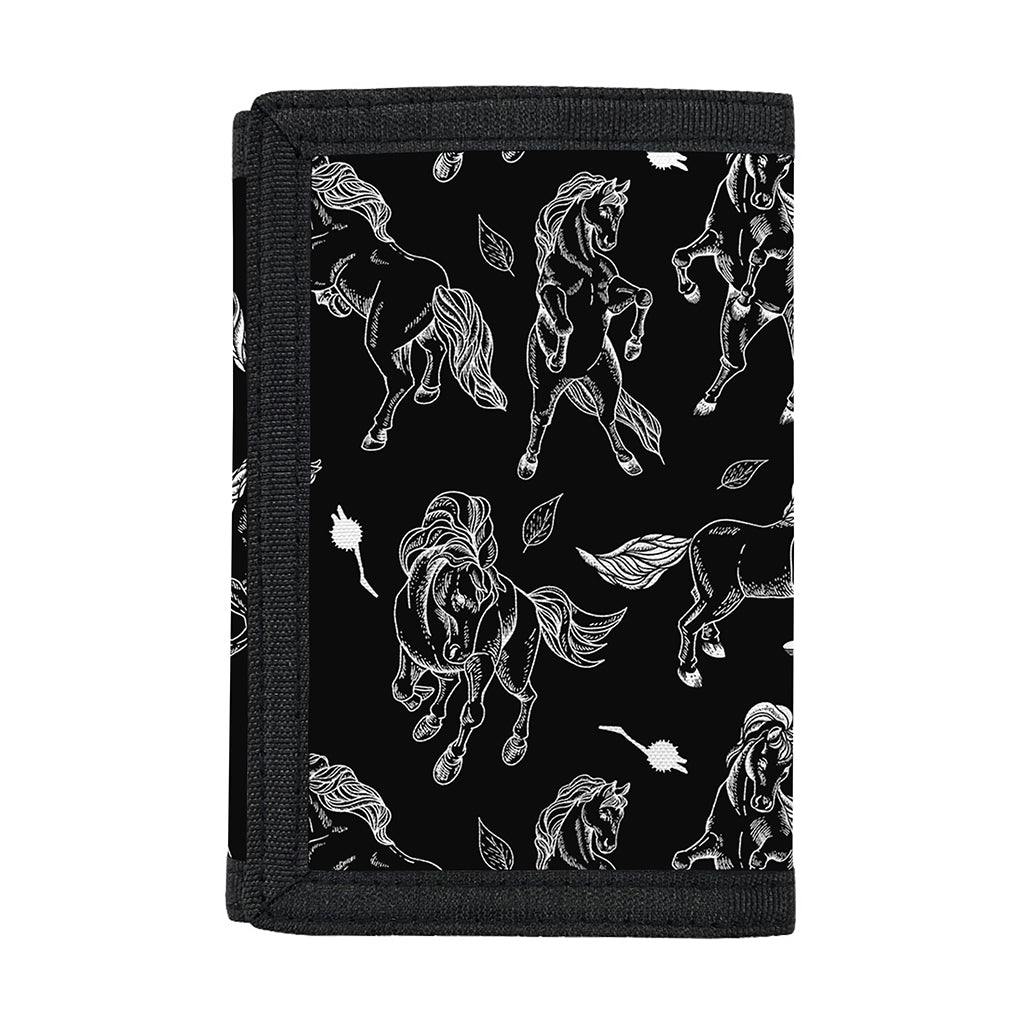 Black And White Horse Pattern Print Trifold Wallet
