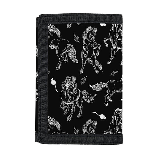 Black And White Horse Pattern Print Trifold Wallet