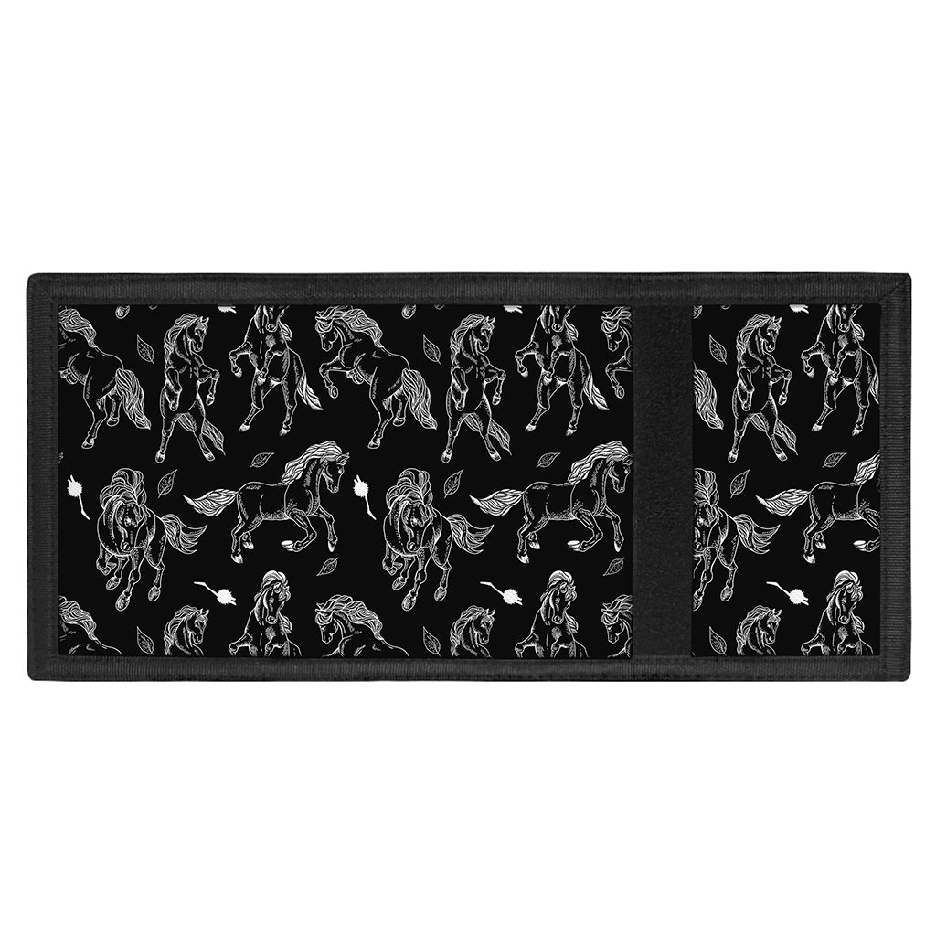 Black And White Horse Pattern Print Trifold Wallet