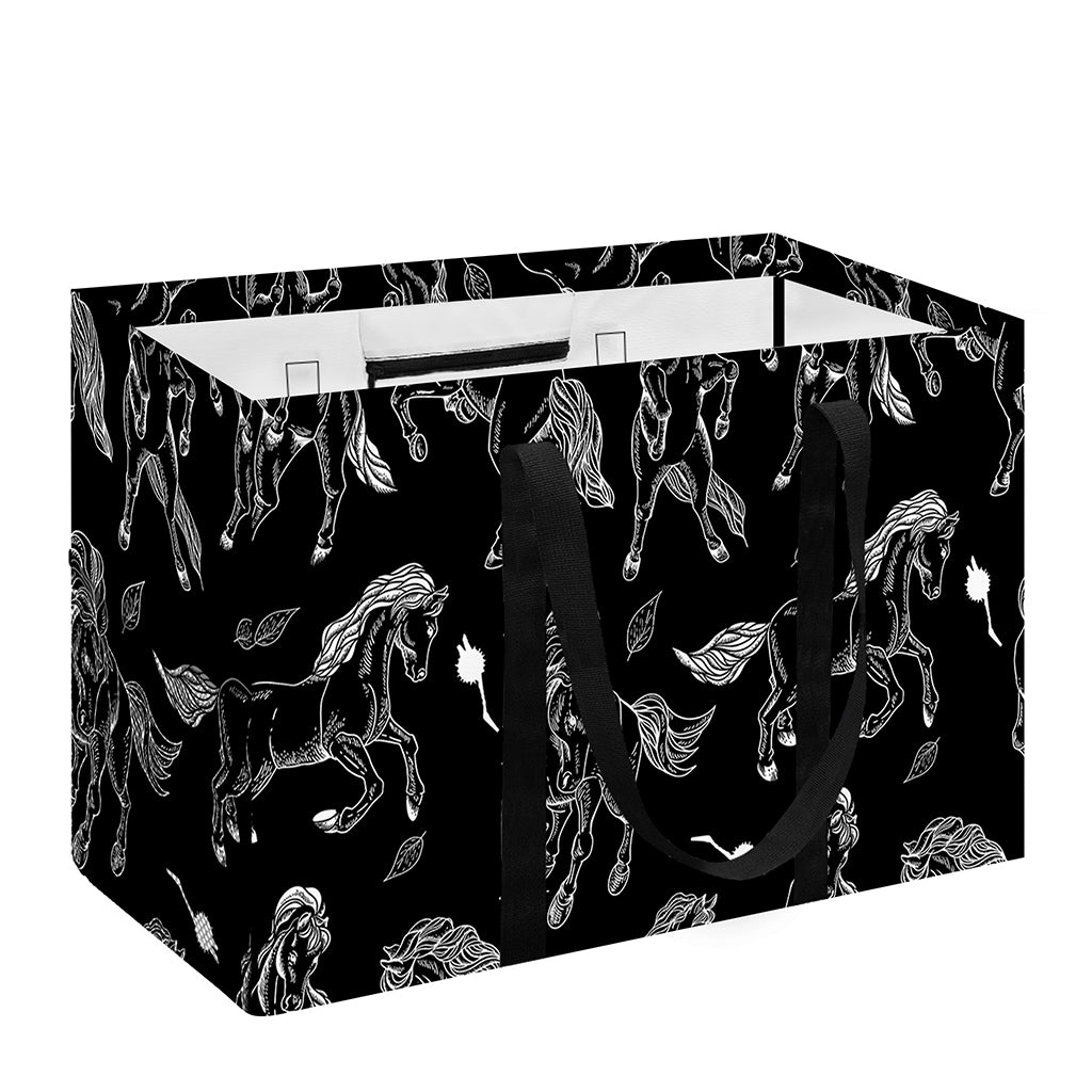 Black And White Horse Pattern Print Utility Tote Bag