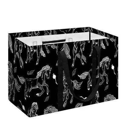 Black And White Horse Pattern Print Utility Tote Bag