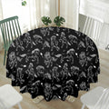 Black And White Horse Pattern Print Waterproof Round Tablecloth