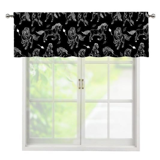 Black And White Horse Pattern Print Window Valance
