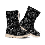 Black And White Horse Pattern Print Winter Boots