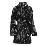 Black And White Horse Pattern Print Women's Bathrobe