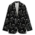 Black And White Horse Pattern Print Women's Cotton Blazer