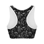 Black And White Horse Pattern Print Women's Sports Bra
