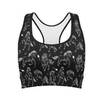 Black And White Horse Pattern Print Women's Sports Bra