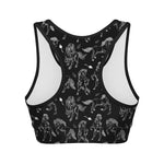 Black And White Horse Pattern Print Women's Sports Bra