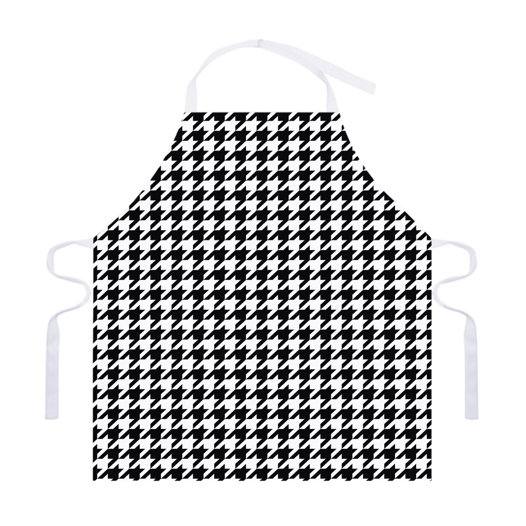 Black And White Houndstooth Print Adjustable Apron