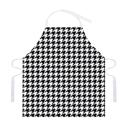 Black And White Houndstooth Print Adjustable Apron