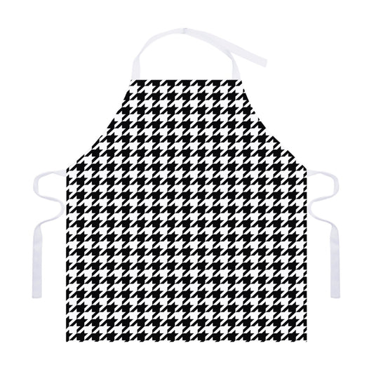 Black And White Houndstooth Print Adjustable Apron